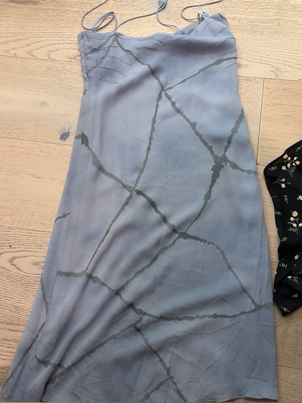 Emporio Armani Gray Marble-Print Midi Slip Dress